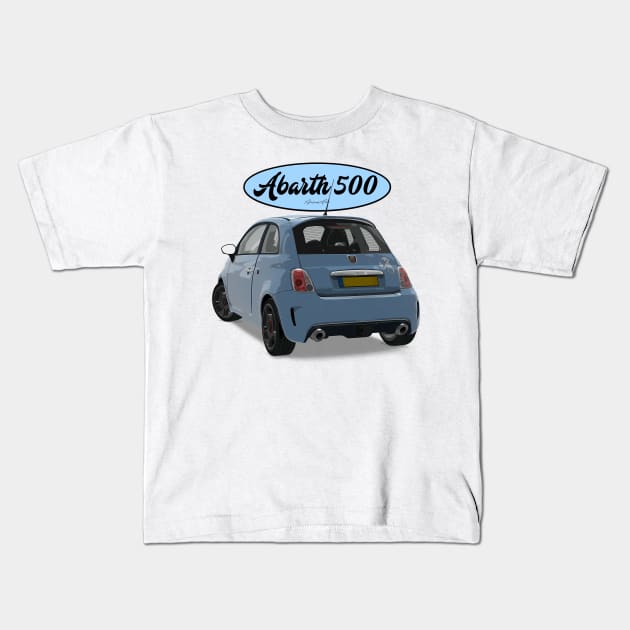 ABARTH 500 Light Blue Scorpion Back Kids T-Shirt by PjesusArt